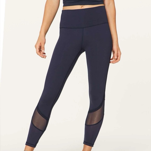 lululemon athletica Pants - Lululemon Fresh In Mesh Tights in Midnight Navy Size 8